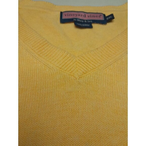 Vineyard Vines Shep & Ian Yellow V-Neck Sweater 100% Cotton Men's XXL - Picture 4 of 7